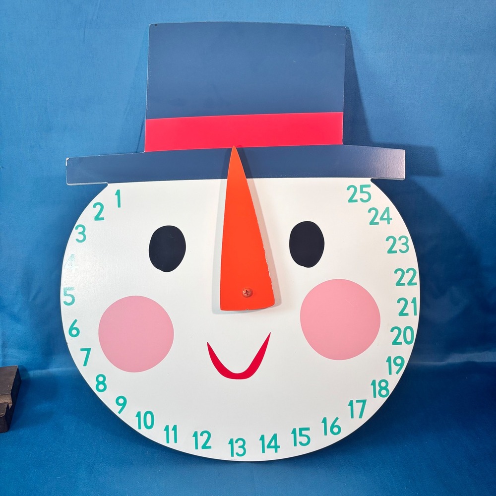 Wooden Snowman Christmas Advent Calendar Wall Hanging Holiday Countdown Decor